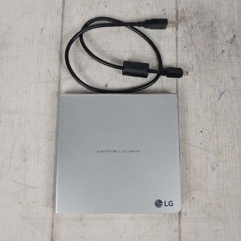 TESTED - LG Slim Portable DVD Writer GP65NS60 Silver - USB Cable Included